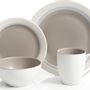 Everyday plates - Wide Rim Shape dinnerware Semi matt sand with crystal brown rim - ROYAL CERAMICS CO.,LTD.