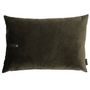Fabric cushions - Velvet XL Cushion w. black leather strap, army green - LOUISE SMÆRUP DESIGN APS