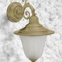 Appliques extérieures - Brass Dolphin arm wall light applique with frosted glass 307 - ANDROMEDA LIGHTING