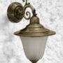 Appliques extérieures - Brass Dolphin arm wall light applique with frosted glass 307 - ANDROMEDA LIGHTING