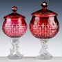 Cristallerie - BONBONNIERE ZURICH ROUGE| PIED LIBELLULE SATINE - CRISTAL DE PARIS