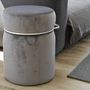 Objets de décoration - POUF TABOURET GRIS POIGNEES ARGENT - AULICA PROM ORF DIFFUSION