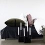 Fabric cushions - Velvet XL Cushion w. black leather strap, army green - LOUISE SMÆRUP DESIGN APS