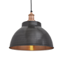 Hanging lights - Brooklyn Dome Pendant - 13 Inch - Pewter & Copper - INDUSTVILLE