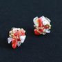 Jewelry - Red branch coral earring “Mosaic” - MATSUYOI