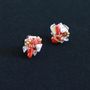 Jewelry - Red branch coral earring “Mosaic” - MATSUYOI