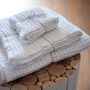 Bath towels - White Waffle Cotton Hand Towel - MAISON D'ÉTÉ
