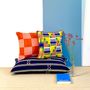 Fabric cushions - Blue and orange cushions woven in Ivory Coast - COUSSIN D'AFRIQUE