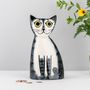 Objets déco enfant - Tirelire en céramique fait main pour chat noir et blanc - HANNAH TURNER