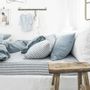 Bed linens - Blue Striped linen flat sheet - MAGICLINEN