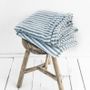 Bed linens - Blue Striped linen flat sheet - MAGICLINEN