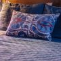 Fabric cushions - Babylon Myrtle Blue Suzani Cushion Double Sided With Ikat - HERITAGE GENEVE