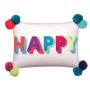 Fabric cushions - HAPPY Embroidered Cushion Multicoloured - BOMBAY DUCK