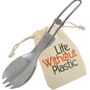 Kitchen utensils - Stainless steel spork in organic cotton pouch - LIFE WITHOUT PLASTIC