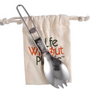 Kitchen utensils - Stainless steel spork in organic cotton pouch - LIFE WITHOUT PLASTIC