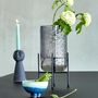 Decorative objects - VASE W/RACK GROOVE Ø14H32 GREY - LAUVRING