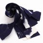 Scarves - MONGOLIA CLOUD Handcrafted cashmere scarf - Blue on White - SANDRIVER MONGOLIAN CASHMERE