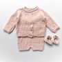Children's apparel - BUBU handknitted cardigan, bloomers and shoes 100%baby alpaca - SOL DE MAYO