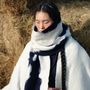Scarves - FRINGY cashmere felt scarf - SANDRIVER MONGOLIAN CASHMERE