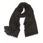 Scarves - Black winter scarf with Pompons - MIA ZIA