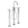 Faucets - Freestanding 3-hole tub filler on high legs, Piet collection - VOLEVATCH