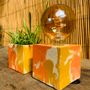 Decorative objects - Concrete Lamp | Cube | Orange and yellow marble - JUNNY
