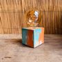 Design objects - Concrete Lamp | Cube | Orange and turquoise marble - JUNNY