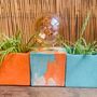 Design objects - Concrete Lamp | Cube | Orange and turquoise marble - JUNNY