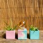 Decorative objects - Concrete Lamp | Cube | Mottled pastel pink and turquoise blue - JUNNY