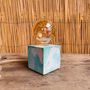Decorative objects - Concrete Lamp | Cube | Mottled pastel pink and turquoise blue - JUNNY