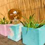 Objets de décoration - Lampe à poser | Lampe Béton | Cube | Marbré rose pastel et bleu turquoise - JUNNY