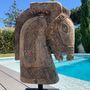 Decorative objects - HORSE Wooden statues with iron stand - CASA NATURA