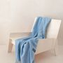 Throw blankets - Recycled Wool Blanket in Sky Blue Herringbone - THE TARTAN BLANKET CO.