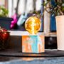 Design objects - Concrete Lamp | Cube | Orange and turquoise marble - JUNNY