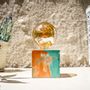 Objets design - Lampe à poser | Lampe Béton | Cube | Marbré orange et turquoise - JUNNY