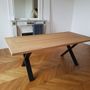 Dining Tables - Solid oak dining table, CROSS model - COLOMBUS MANUFACTURE FRANCE