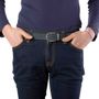 Leather goods - Anthracite leather belt with interchangeable buckle - VERTICAL L ACCESSOIRE
