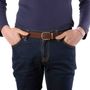 Leather goods - Brown leather belt with interchangeable buckle  - VERTICAL L ACCESSOIRE