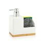Kitchen utensils - Ceramic and bamboo soap dispenser w/sponge and scrubber CC70121 - ANDREA HOUSE