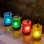 Decorative objects - Coloured Frosted Tealight Holders with Tealights (set of 4) Upcycled from Soda Bottels - IWAS PRODUCTS