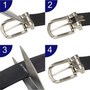 Leather goods - Grey leather belt with interchangeable buckle - VERTICAL L ACCESSOIRE