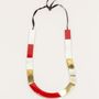 Bijoux - African blonde horn plate necklaces, red lacquer and brass - RIVÊT