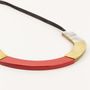 Bijoux - African blonde horn plate necklaces, red lacquer and brass - RIVÊT