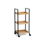 Trolleys - 3 tier shelf black metal/bamboo storage trolley CC70159 - ANDREA HOUSE