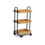 Trolleys - 3 tier shelf black metal/bamboo storage trolley CC70161 - ANDREA HOUSE