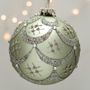 Christmas garlands and baubles - Christmas Ball Bolshoi Green and Silver 12 cm - CHEHOMA