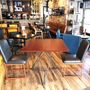 Dining Tables - Table with top (mahogany veneer) and starbase steel leg - LIVING MEDITERANEO
