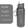 Accessoires de voyage - Gourde 0.7L en acier inoxidable avec filtre à eau, gris - LIFESTRAW®