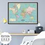 Stationery - Poster Map of the World 2020 style vintage planisphere detailed - PAPPUS ÉDITIONS