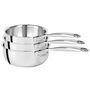 Saucepans  - Set of 3 stainless steel pots 18-10 16, 18 and 20cm Castel'Pro - CRISTEL